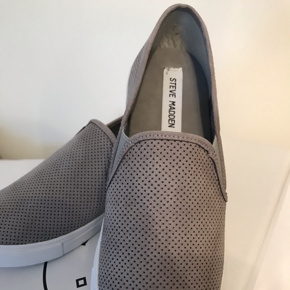 Steve Madden Grey Slip Ons - Picture 2 of 2